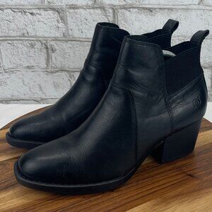 Born Garcia F08903 Womens 11 M Black Leather Pull On Ankle Booties Boots